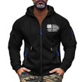 thumbnail image 3 of Men's Flag Print Zip Up Hoodie with Arm Pocket, Casual Cardigan Style Sweatshirt, Large Size Fleece Jacket for Patriotic Events, Christmas, Outdoor Activities,Multicolor,M, 3 of 5