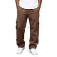 thumbnail image 2 of Domuza Mens Cargo Sweatpants Straight Wide Leg Baggy Pants Drawstring Elastic Waist Jogger Sweatpant Stretch Trouser with Pockets, 2 of 8