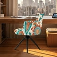 thumbnail image 3 of ZIATUBLES Paisley Flower Pattern Curved Back Dining Room Chair Covers with Arms Stretchable Vanity Desk Chair Slipcover Removable Universal Chair Protector Cover for Kitchen Living Room, 3 of 7