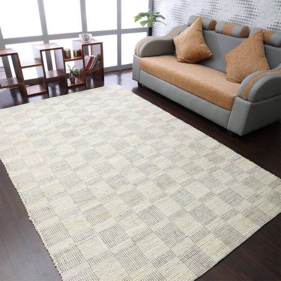 Rugsotic Carpets Hand Woven Jute Eco-Friendly 6'x9' Area Rugs Rectangle Beige Contemporary High Pile Natural Fiber Outdoor Indoor Handmade Rug for Living Room, Bedroom J00092