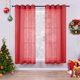 thumbnail image 1 of Cortinas rojas navideñas de 45 pulgadas de largo para cocina, juego de 2 paneles con ojales, cortinas transparentes de gasa, medias cortas, cortinas navideñas para decoración de baño, decoración de do, 1 of 1