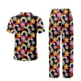 thumbnail image 6 of TSOVTHRID Colorful Daisy Print Pajama Set for Women Notch Collar Soft Loungewear With Elastic Waist Long Pants Women Nightwear Set, 2XL, 6 of 7
