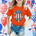 thumbnail image 2 of MIXUE Toddler Girls Tops & T-Shirts Summer Fourth Of July Independence Day Ice Cream Print Round Neck Short Sleeve Casual Party T Shirts Activewear,Orange,4-5 Years, 2 of 4