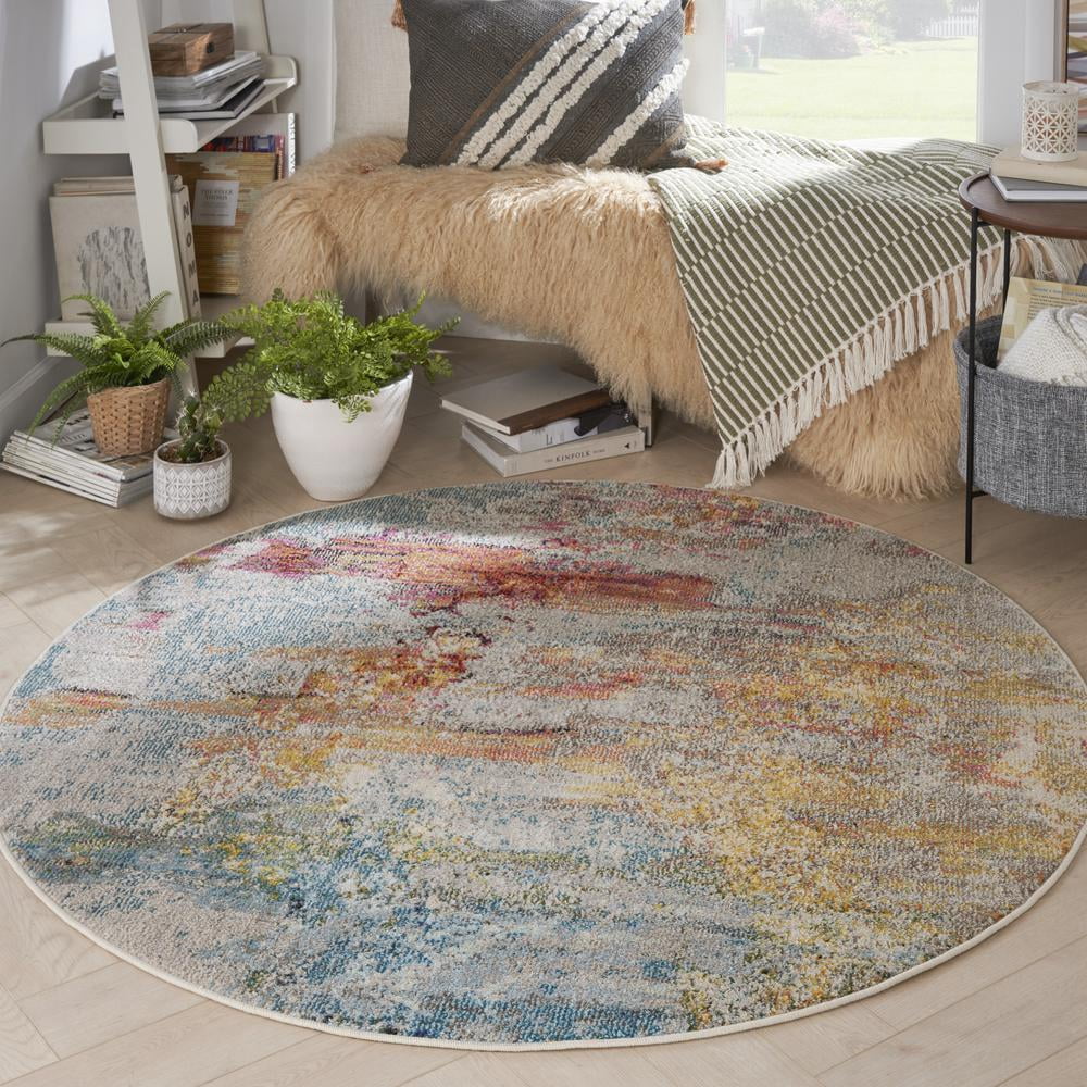 Nourison Celestial Abstract Sealife 5'3" x round Area Rug, (5 Round)