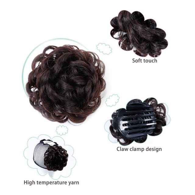 Extensiones de moño de pelo ondulado rizado desordenado moños de dona postizo peluca postizo