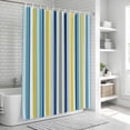 thumbnail image 5 of Polyester Fabric Blue Yellow Striped Shower Curtain, Colorful Ombre Abstract Stripes Waterproof Bathtub Curtain Bathroom Decor Set with Hooks 36 x 78 Inches, 5 of 6