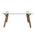 Folia MidCentury Modern Dining Table in Walnut Wood with Clear Tempered Glass by LumiSource