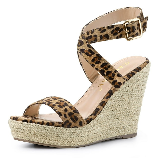 BLISSFUL STEP Sandales Compensées Espadrilles à Bride Arrière à Brides Croisées pour Femmes