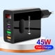 thumbnail image 4 of Cargador rápido de 45 W 2 Tipo-C Adaptador de carga de teléfono de 4 puertos para iPhone (UE negro), 4 of 8