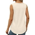 thumbnail image 4 of KALE Square Neck Tank Top women Solid Color Round Vest Summer Fashion Casual Beach Vacation Clothes Khaki XXL, 4 of 5