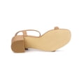 thumbnail image 5 of BLISSFUL STEP Women's Sandals Block Heels Slingback Buckle Woven Sandals Nude 8, 5 of 7