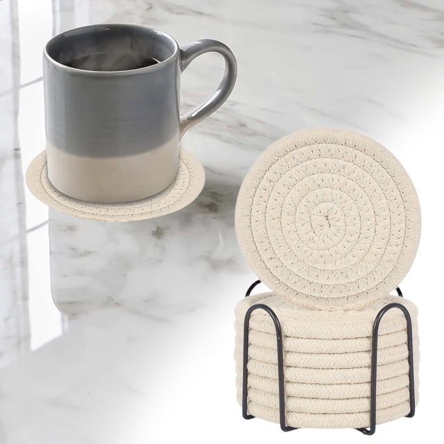 Cotton Rope Woven Placemat Table Decor - Circular Thickened Insulation Pot Mat Natural Fiber Design Ideal for Dining Tables Heat Resistant for Hot Dishes
