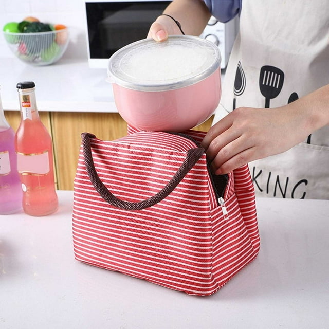 Bolsa de almuerzo aislada para mujer | Bolsa hielera compacta y reutilizable | Forro de aluminio | Ligero, estilo moderno | Cubo de almuerzo para oficina, picnic, viajes | 9.05x5.90x6.29 pulgadas