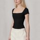 thumbnail image 5 of Xuyuer Women's Fashion Short Sleeve Solid Color Casual Fitted T-Shirts, Suitable For Summer, 5 of 6