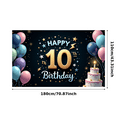 thumbnail image 3 of Colorful Balloons Birthday Banner Decorative Stars Cake Design Party Backdrop Happy 10th Birthday for Kids Celebration Indoor Decoration Photo Shoot, 3 of 7