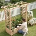 thumbnail image 5 of Ktaxon 43.3in Raised Garden Bed, Natural Wood Planter with Arched Lattice & Pergola Top, 5 of 9