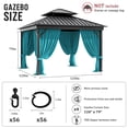 thumbnail image 2 of Pakunoda 10' X 6.5' Gazebo Universal Replacement Privacy 4-Panel Curtains, Waterproof Outdoor Curtains Lake Blue Sidewall with Zipper for Patio Garden Backyard 10' X 10' Gazebo, Curtain Only, 2 of 8