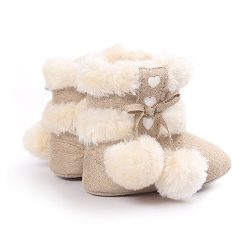 ESTAMICO Baby Girl Plush Winter Snow Bowknot Boots 