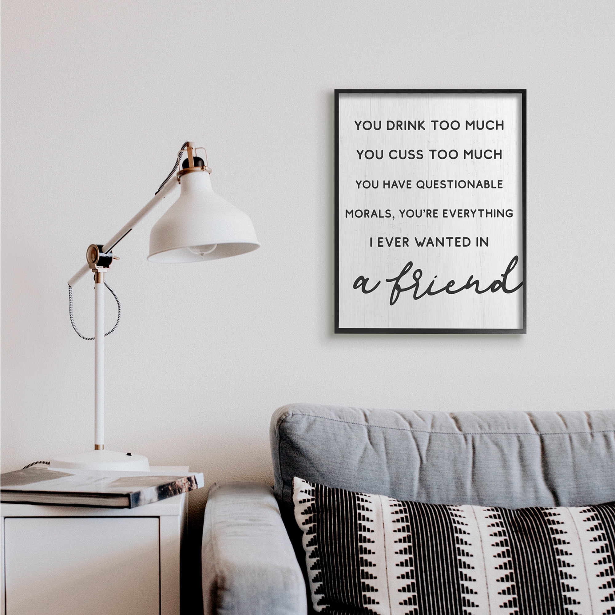 Stupell Industries Everything I Wanted in a Friend Humorous Sentiment Inspirational Painting Black Framed Art Print Wall Art, 24 x 30