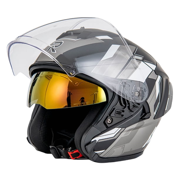 Casco de cara 3/4 antideslumbrante de doble lente Scooter Moto casco de montar casco de Motocross