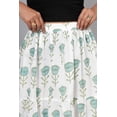 thumbnail image 3 of Women White Cotton Maxi Skirt with Mint Green Floral Block Print & Elastic Waist - XS, 3 of 6