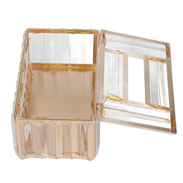 CAJA de Pañuelos, Proceso de Chapado en Oro, Moda simple, Vidrio de Acero inoxidable, Multiusos para Tocador, Almacenamiento de Joyas