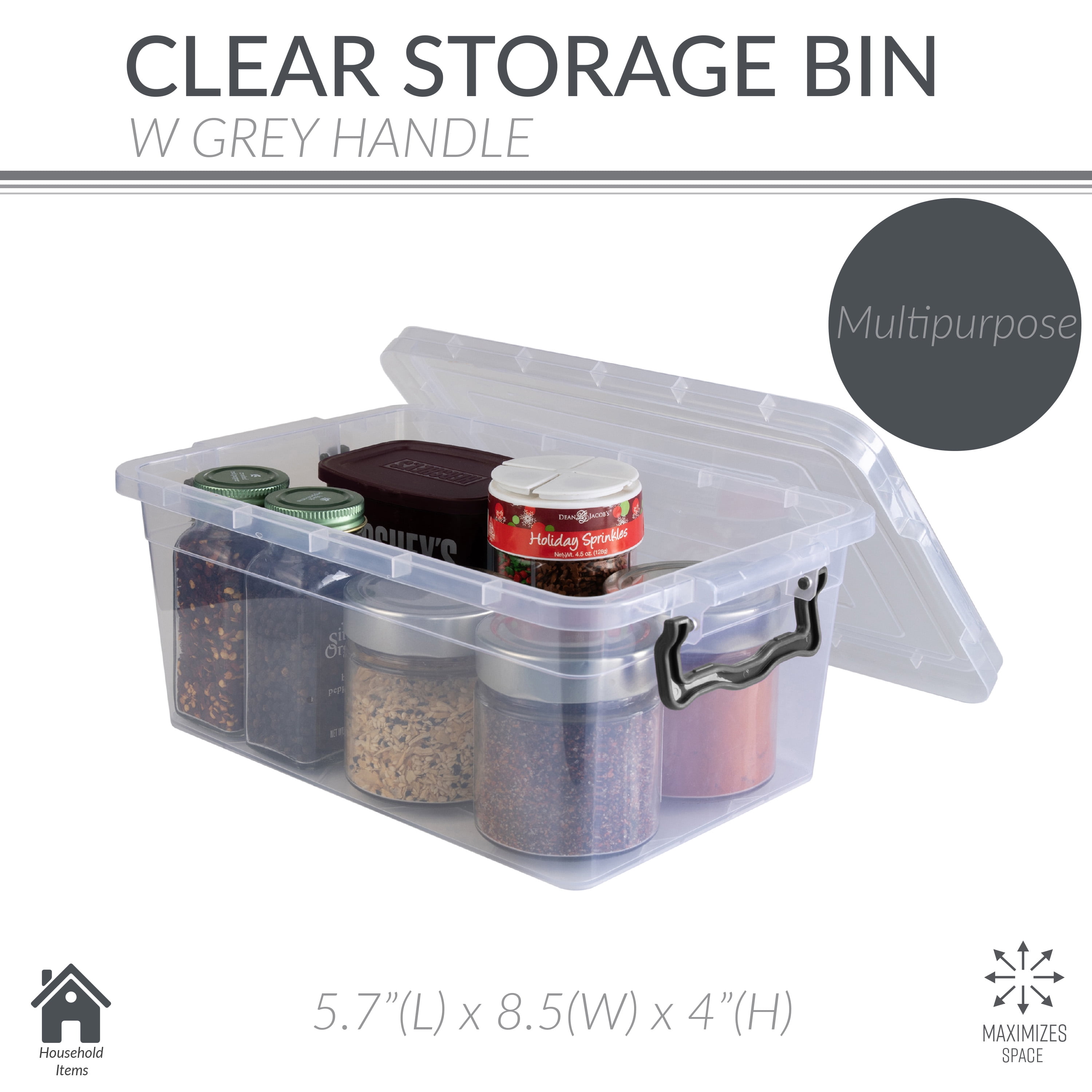 Simplify 1.75LT Plastic Stackable Storage Bin in Clear
