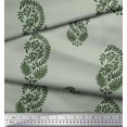 thumbnail image 2 of Soimoi Silk Fabric Leaves Block Printed Fabric 1 Yard 42 Inch Wide, 2 of 5