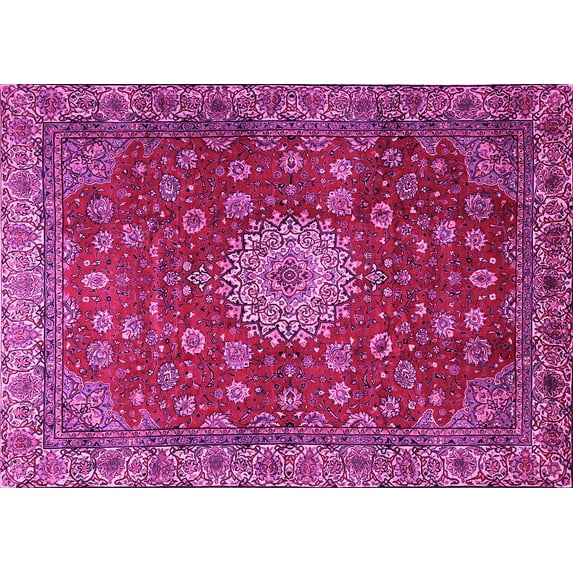 Ahgly Company Indoor Rectangle Medallion Pink Traditional Area Rugs, 8' x 12'