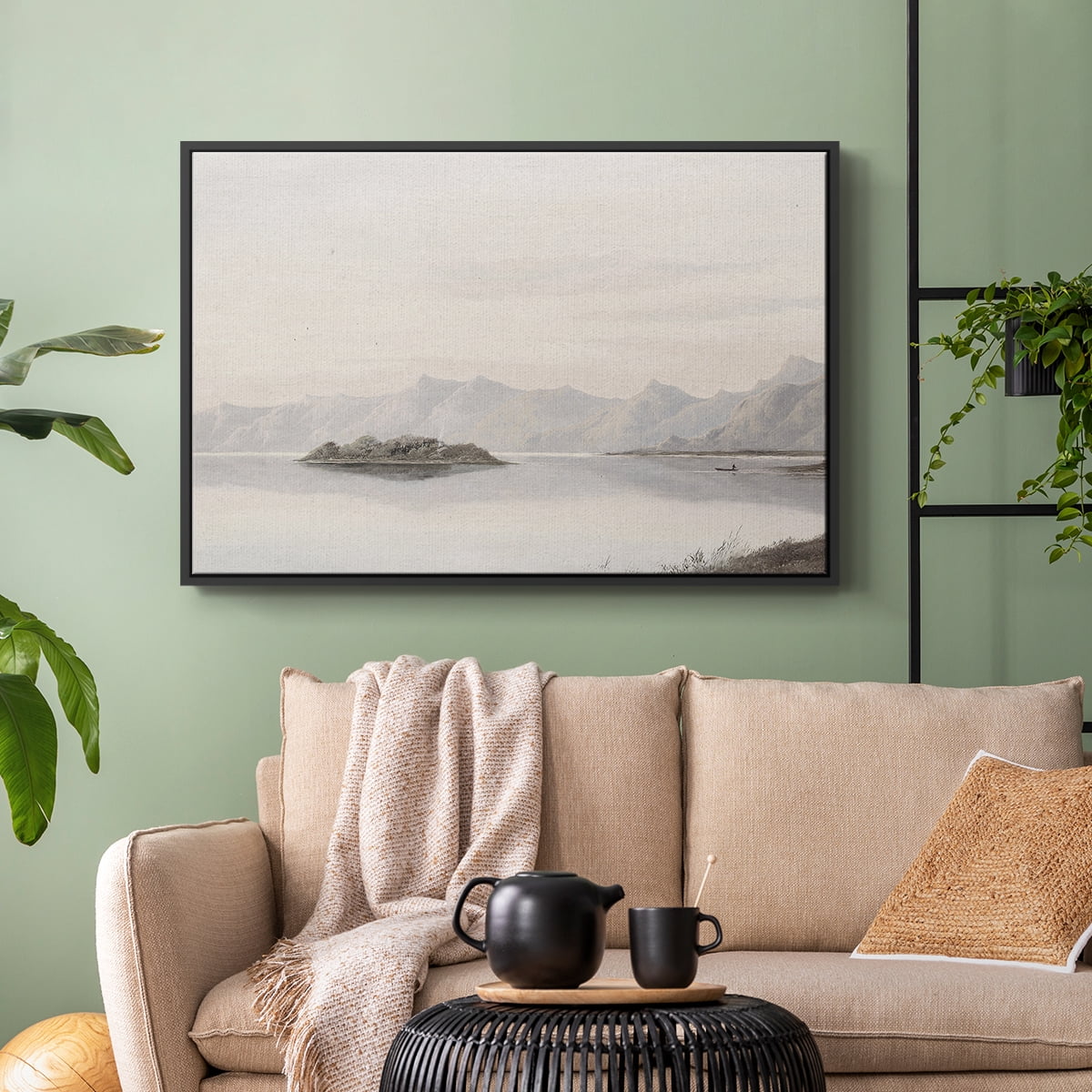 Vintage Landscape-MXI By Wexford Home Framed in Black Wood Gallery Wrapped Canvas 17 in. x 25 in.