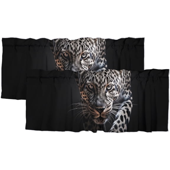 African Safari Leopard Kitchen Valance Curtains Wildlife Animal Cheetah Rod Pocket Valances for Bedroom Living Room Dining Room 54 by 18 in, 2 Panel