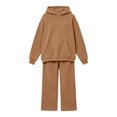 thumbnail image 6 of Kids Solid Fleece Hoodie 2 Piece Outfit Long Sleeve Hooded Top & Wide Leg Pants Set Warm Casual Tracksuit for 5-14 Years Old Boys Girls Outdoor Daily Wear Brown, 6 of 6