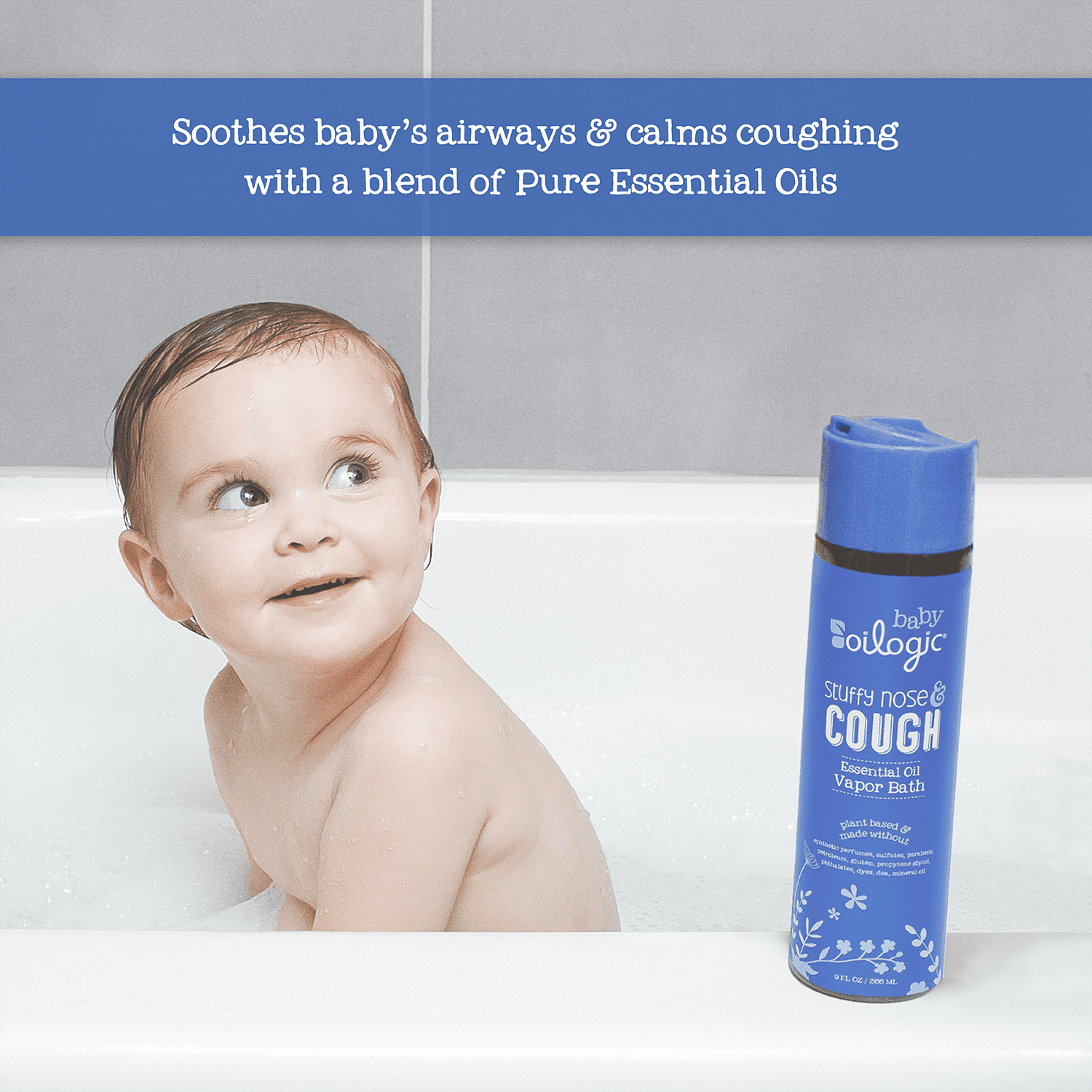 (3 pack) Oilogic Stuffy Nose & Cough, Essential Oil Vapor Bath for Baby, 9 oz