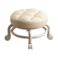 thumbnail image 2 of Abbracc Tabouret Bas Roulant Multifonction Portable Rembourré en PU Blanc, 2 of 9