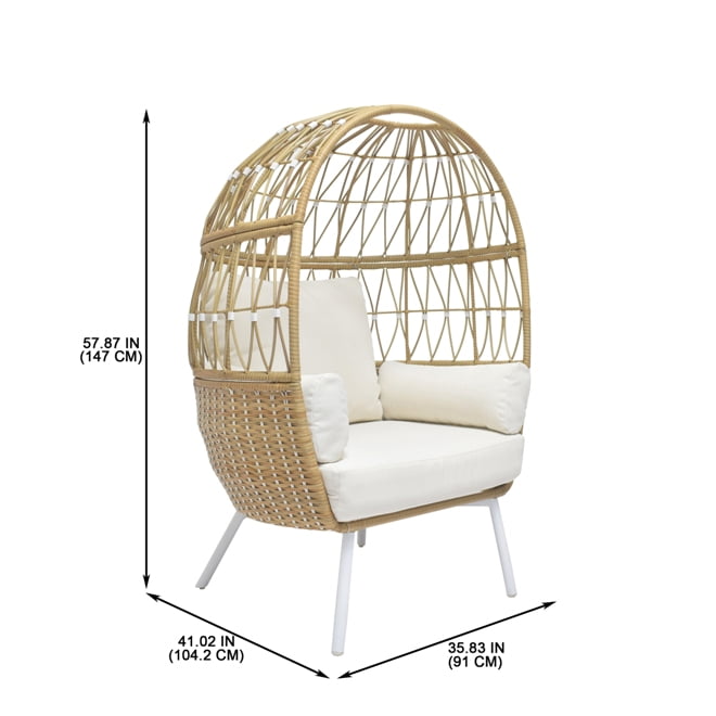 Better Homes and Gardens Lilah Boho Outdoor Stationary Wicker Egg Chair White Walmart