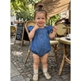 thumbnail image 5 of BemeyourBBs Newborn Baby Girls Summer Clothes Western Baby Girl Cowgirl Outfit Denim Romper Flying Short Sleeve Crew Neck Short Sleeve Bodysuit Jumpsuit, 5 of 9