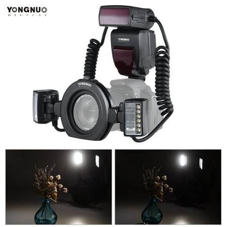 YONGNUO YN24EX E-TTL Macro Flash Speedlite 5600K with 2pcs Flash Heads and 4pcs Adapter Rings for Canon 1Dx 5D3 6D 7D 70D 80D