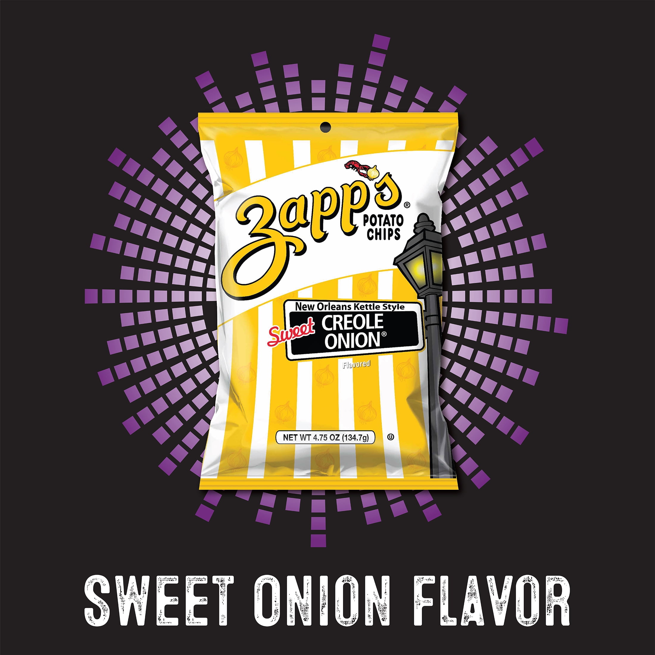 Zapp's Sweet Creole Onion New Orleans Kettle Style Potato Chips, Gluten-Free, 4.75 oz Bag