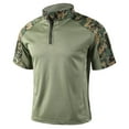 thumbnail image 3 of Nokdvo 1/4 Zip Combat Shirt for Men Short Sleeves with Zipper Shirt Camo Print Stretch Tops Military Ripstop Vintage Slim Fit Causal T-Shirts,Deep Green XL, 3 of 3