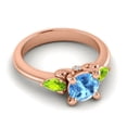 thumbnail image 3 of 2.50 Carat Stylish Round Shape Blue Topaz & Peridot Gemstone Wedding Ring for Women Solid 14K Rose Gold Size 3.5 by Diamond-Capitals, 3 of 8