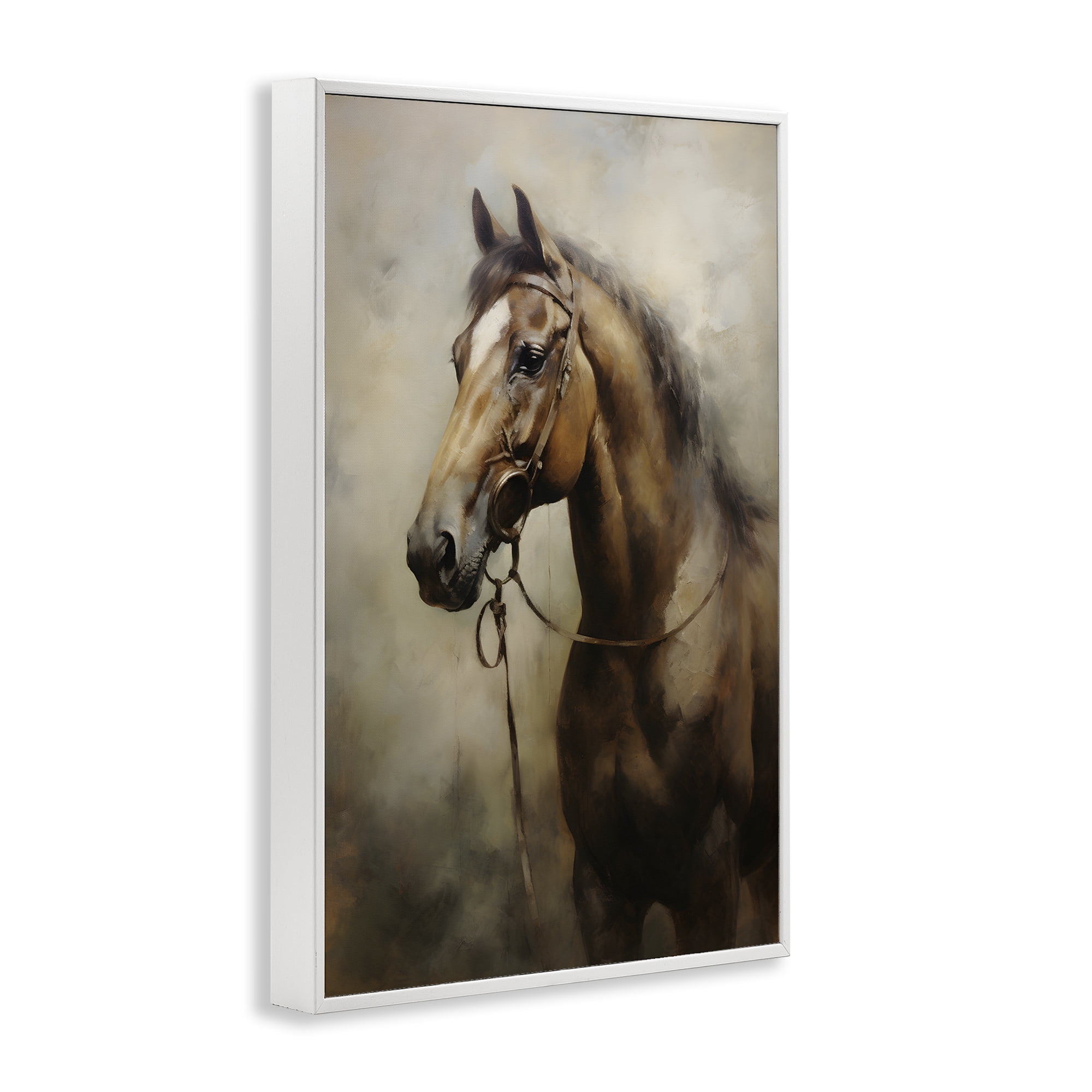 Stupell Industries Brown Horse Portrait Animals & Insects Painting White Framed Art Print Wall Art, 12 x 18