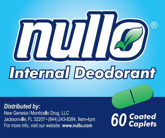 Nullo Internal Deodorant with Chlorophyllin Copper Complex 100 mg, 60 Count