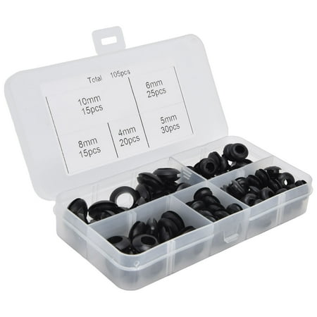 

Zerone Rubber Grommet Kit 105Pcs Grommet Assortment Kit Rubber Electrical Gasket Rings Wiring Plumbing Protective Coil Rubber Protective Coil