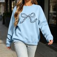 thumbnail image 3 of Bow Knot Crewneck Sweatshirt For Women Fall Fleece Lined Long Sleeve Cute Casual Loose Pullover Tops, S-XXL, 3 of 6