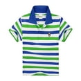 thumbnail image 4 of shoper Toddler Polo Shirt Striped Collared Short Sleeve T-Shirt Everyday Preppy Shirt T-Shirts Toddler To Big Kid Sizes Blue, 4 of 4