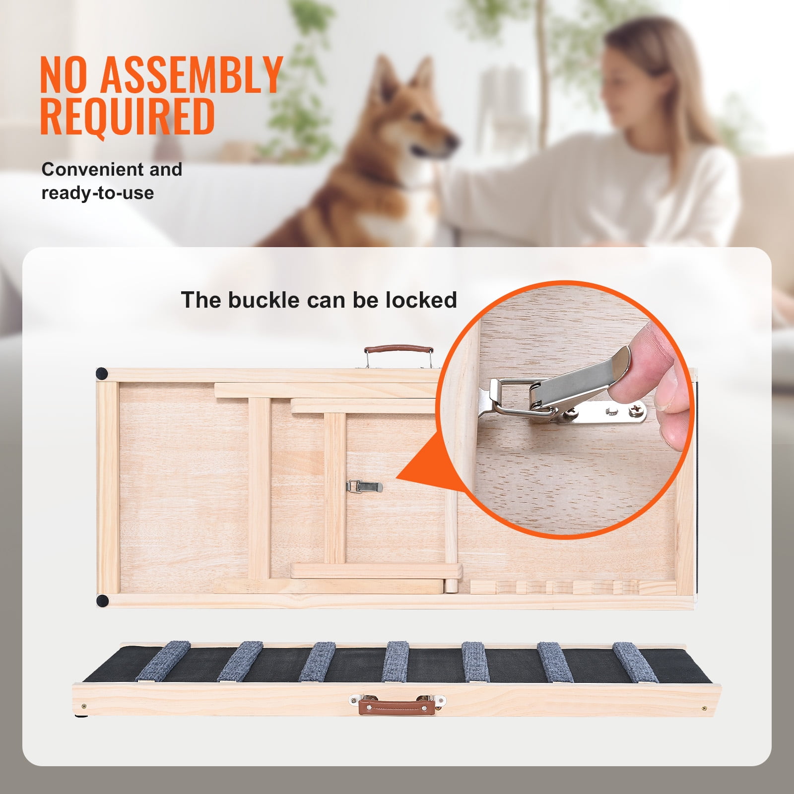 KFFKFF Dog Ramp Folding Pet Ramp 39.3" Long Ramp 15"-22" Adjustable Height
