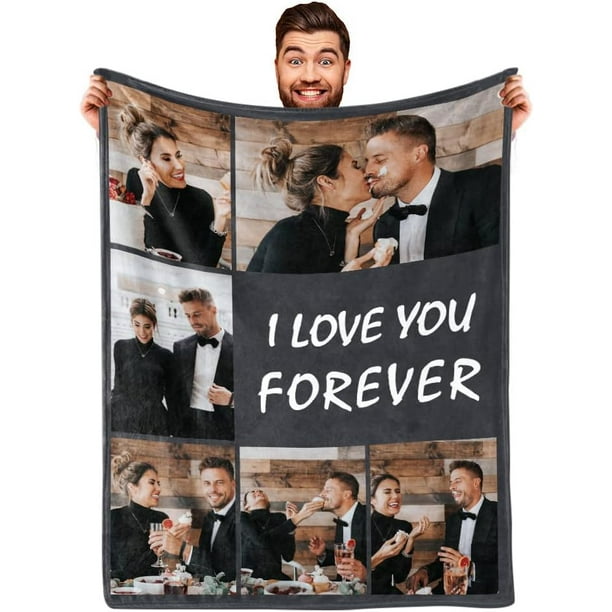 DayOfShe I Love You Parejas Regalos Manta de fotos personalizada para regalos de novia novio, mantas de fotos personalizadas para regalos de parejas de Navidad