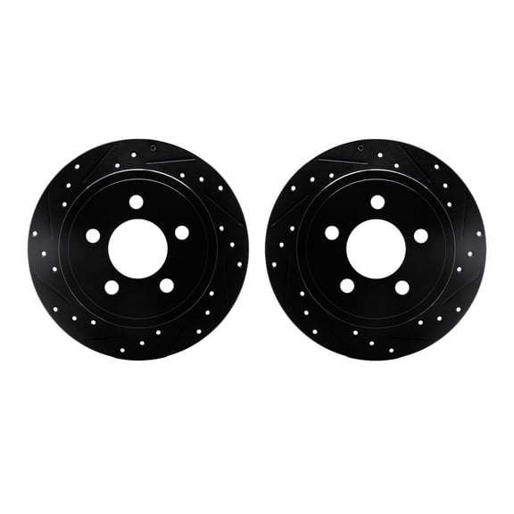 Dynamic Friction Company Rear Brake Rotors-Drilled and Slotted-Black 8002-42036