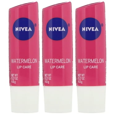 Pack of (3) Nivea, Lip Care, Watermelon, 0.17 Oz
