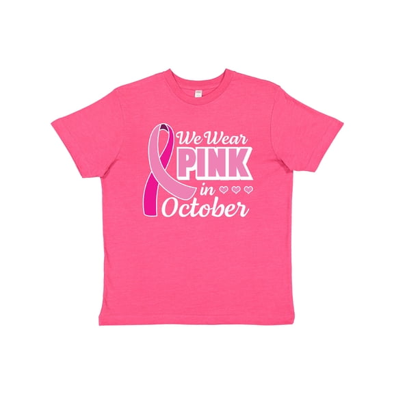 Inktastic Breast Cancer Awareness We Wear Pink in October Youth T-Shirt